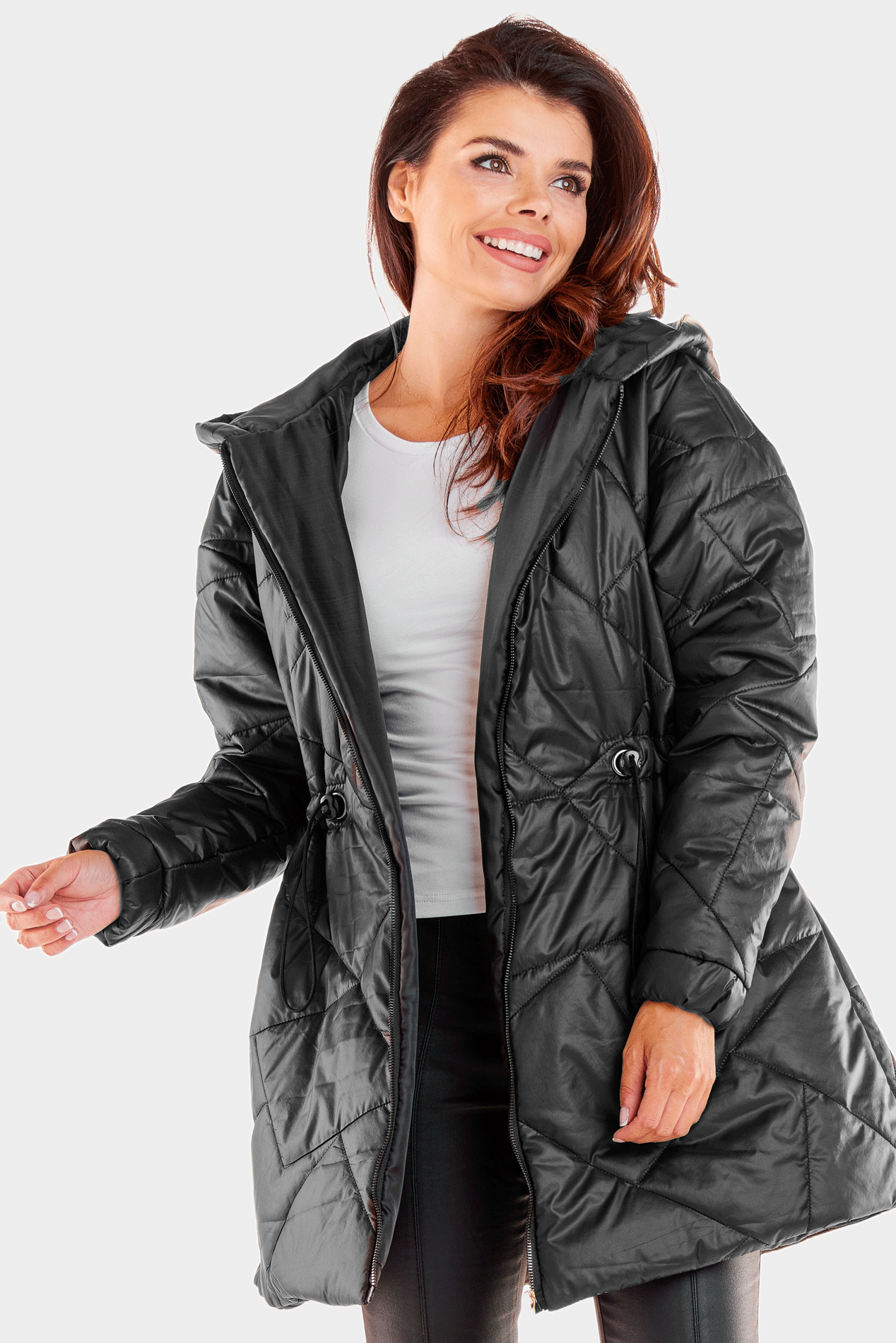Płaszcz A540 black-1 8817  | 12156-Black-LXL