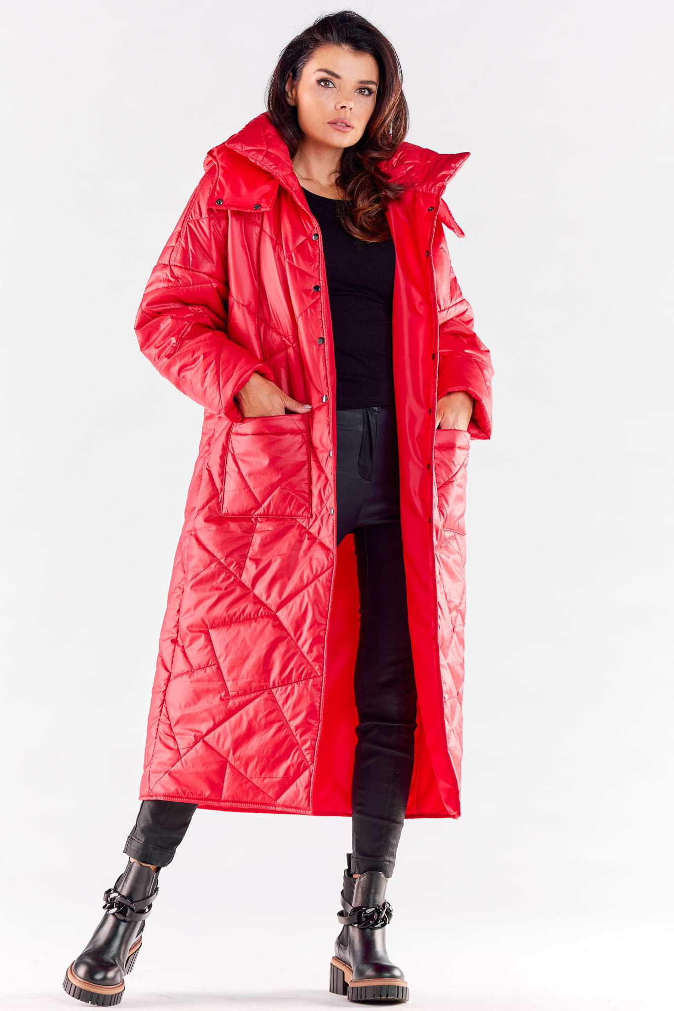 Płaszcz A541 red-1 8822  | 12157-Red-LXL