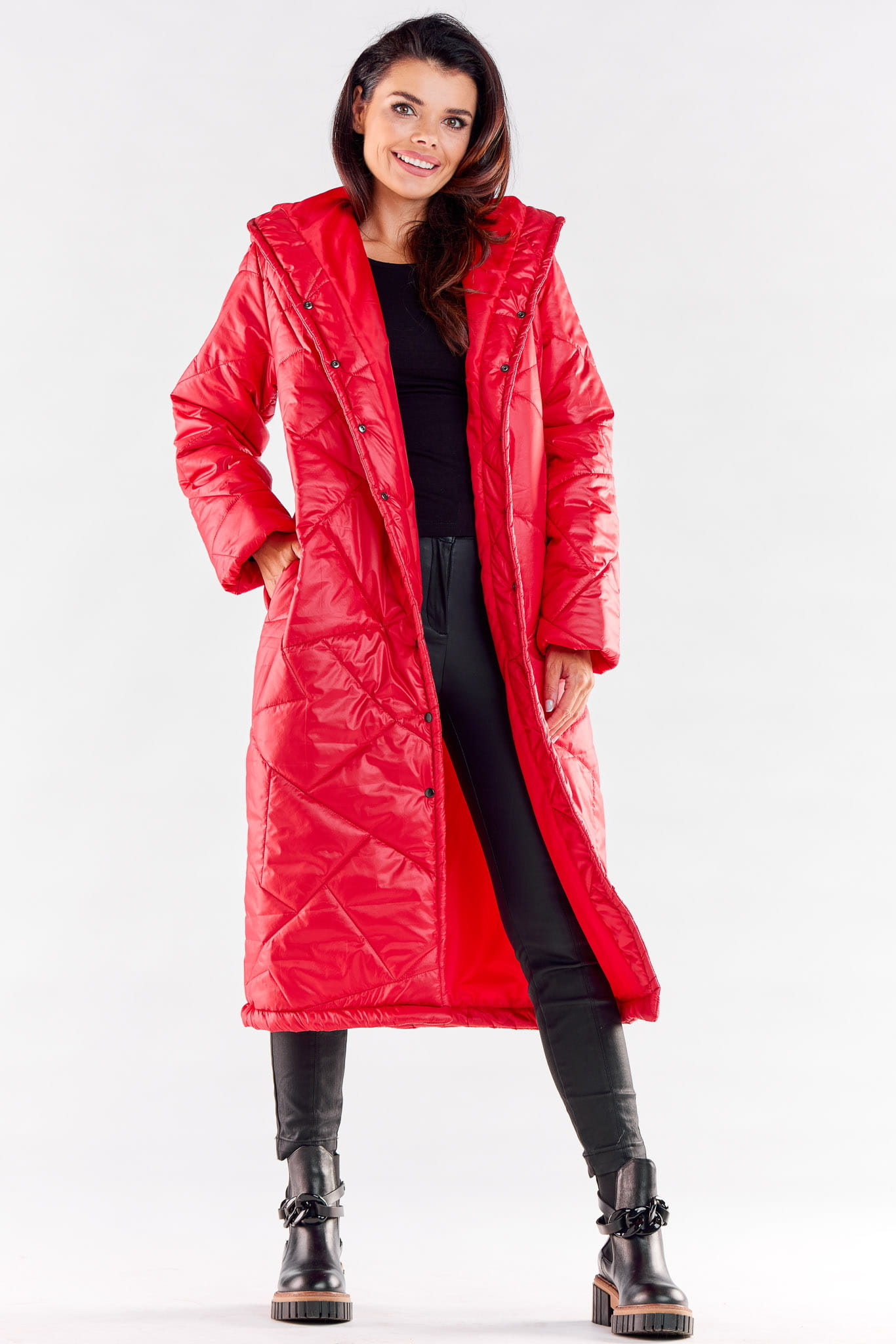 Płaszcz A542 red-1 8825  | 12158-Red-LXL