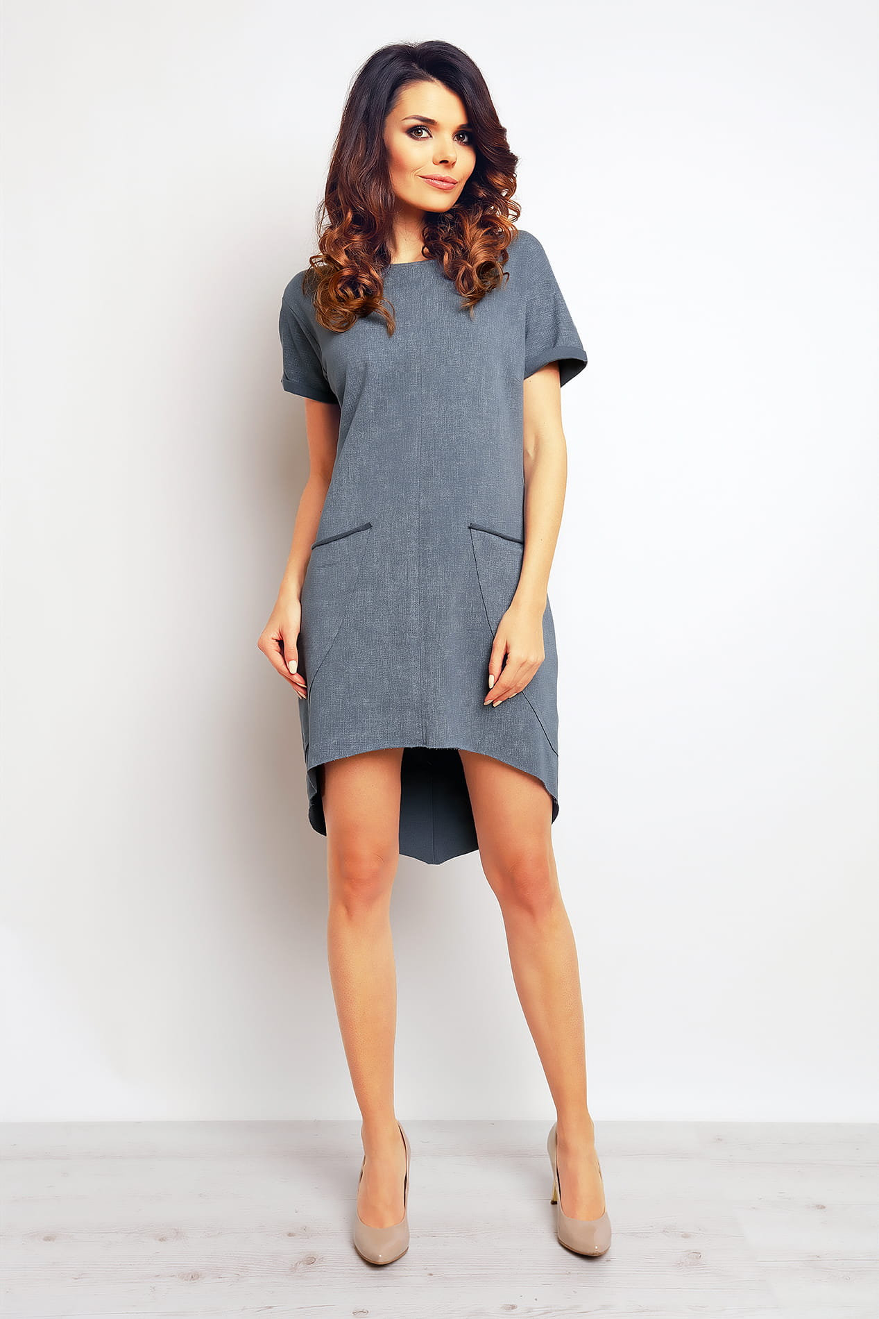 Sukienka M076 graphite-1 8886  | 13227-Graphite-LXL