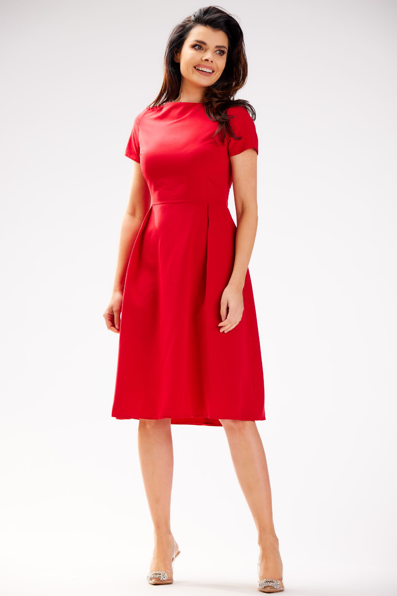 Sukienka A592 red-1 8891  | 13621-Red-L