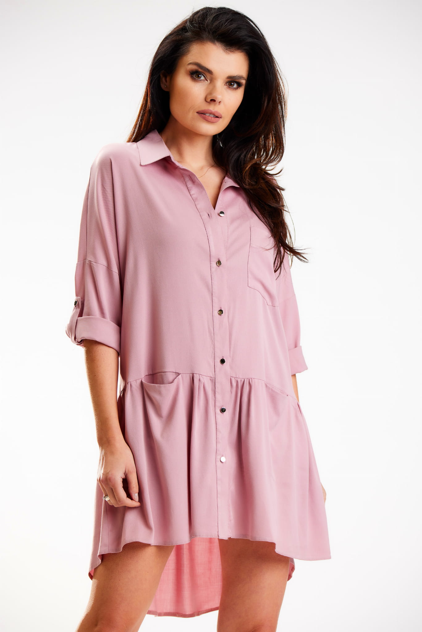 Sukienka A584 dirty pink-1 8901  | 13640-Dirty Pink-LXL