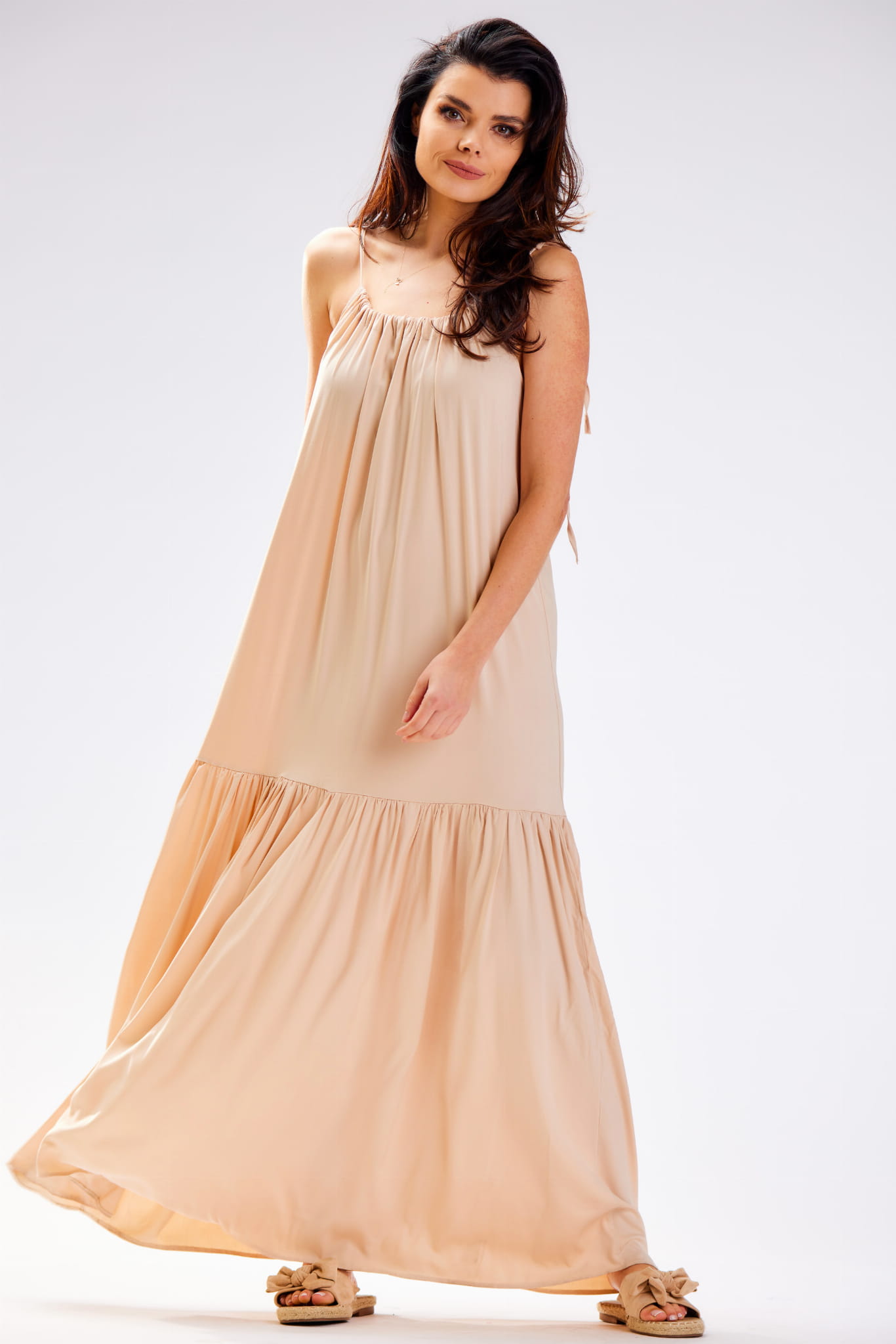 Sukienka A582 beige-4 8903  | 13735-Beige-LXL