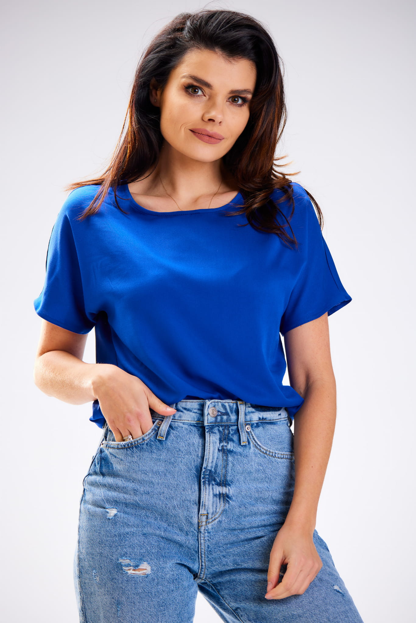 Bluzka A588 blue-1 8912  | 13737-Blue-L