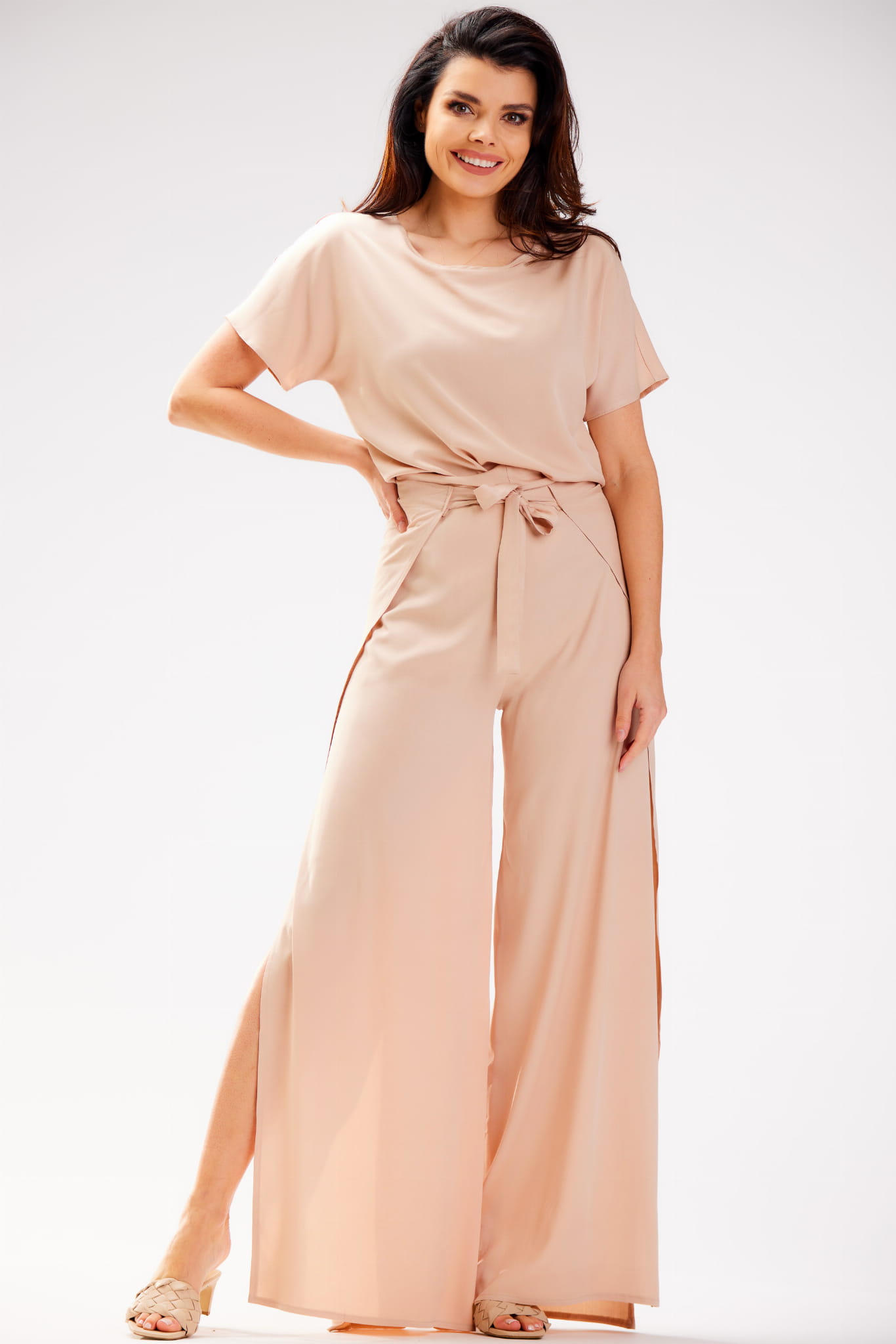 Spodnie A589 beige-1 8914  | 13738-Beige-L
