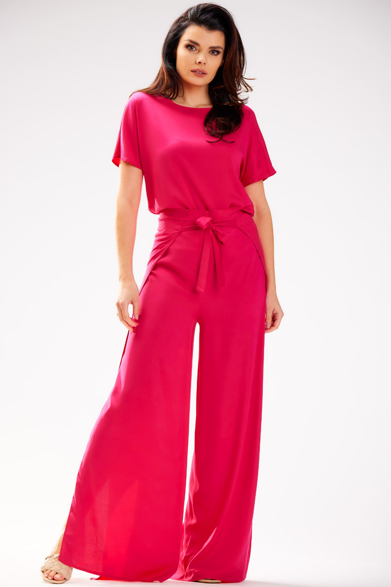 Spodnie A589 fuchsia-3 8917  | 13738-Fuchsia-L