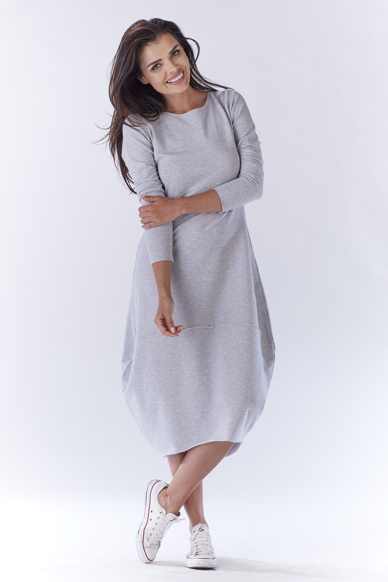 Sukienka A191 gray-1 8949  | 141-Gray-SM