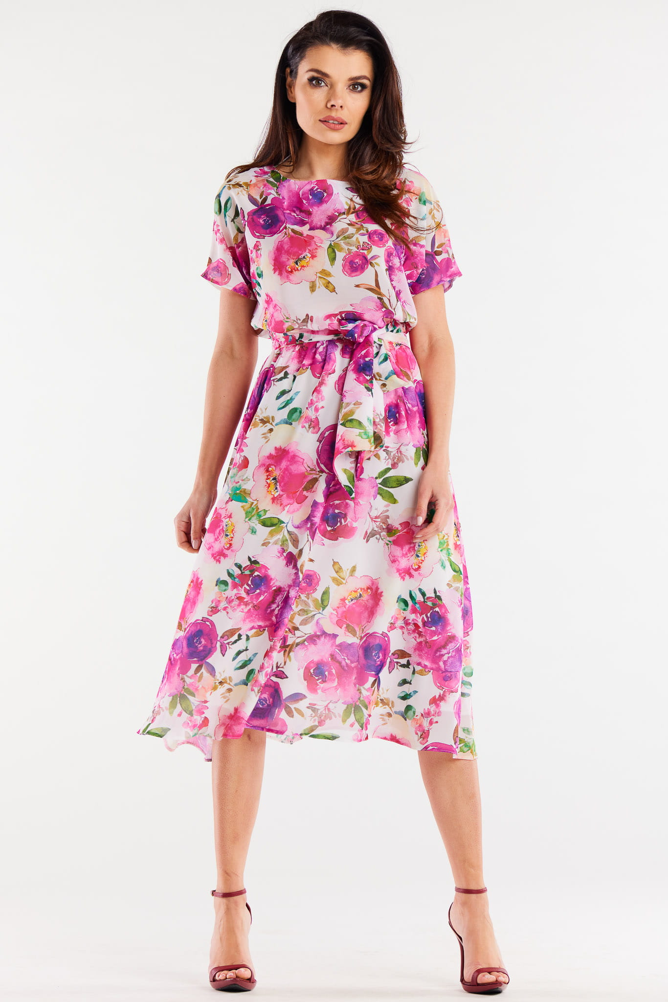 Sukienka A510 pink-white-1 9068  | 15247-Pink-White-L