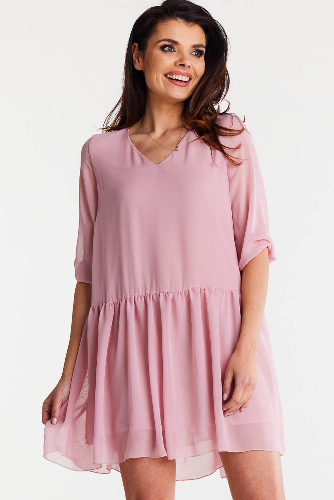 Sukienka A514 powder pink-1 9081  | 15251-Powder pink-LXL