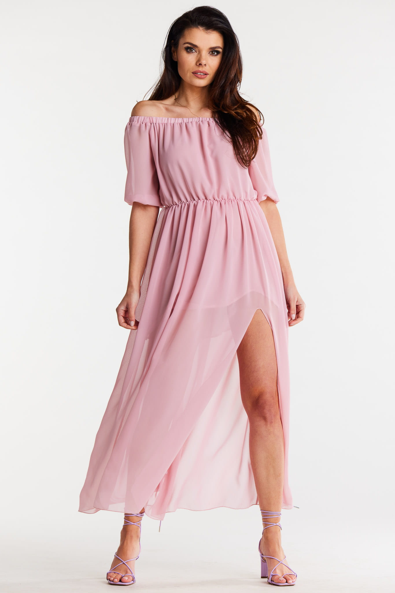 Sukienka A515 powder pink-2 9083  | 15252-Powder pink-LXL