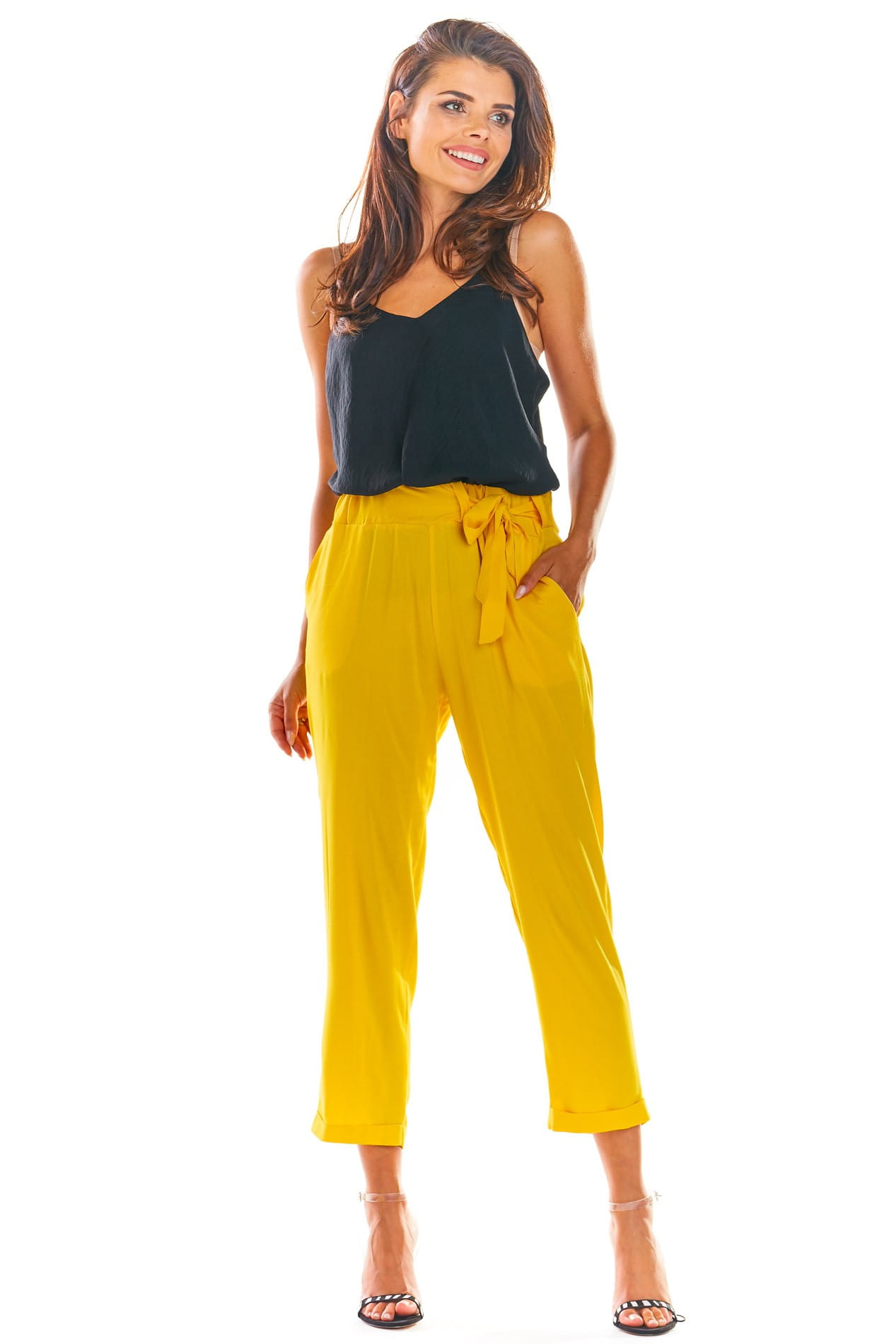 Spodnie A303 yellow-1 9226  | 259-Yellow-S