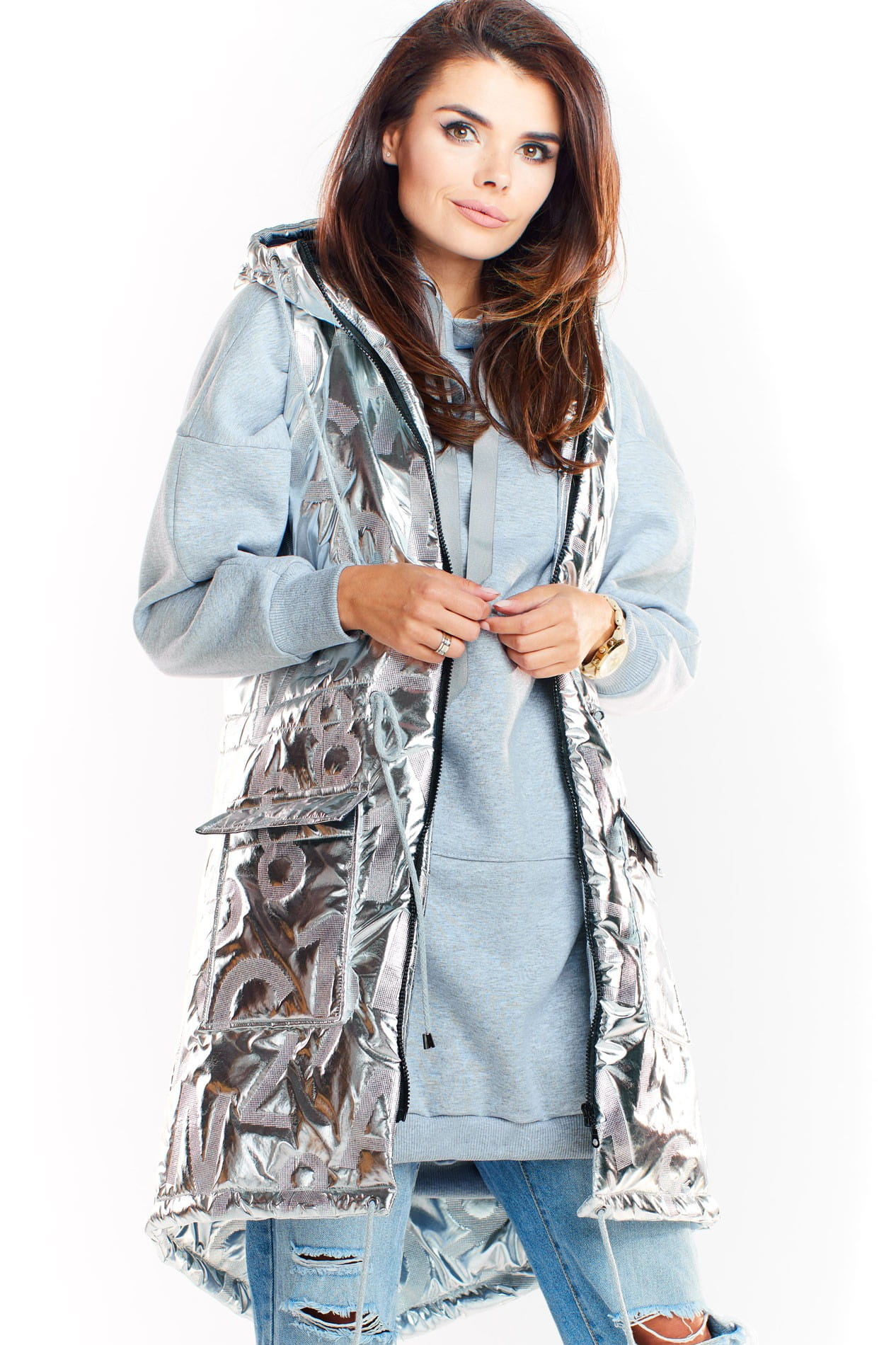 Kamizelka A332 silver-3 9253  | 291-Silver-SM