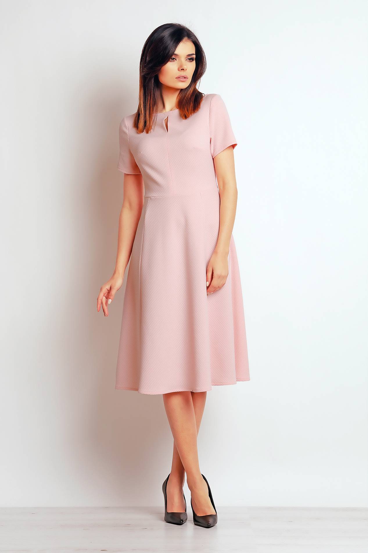 Sukienka M099 pink-1 9309  | 387-Pink-S