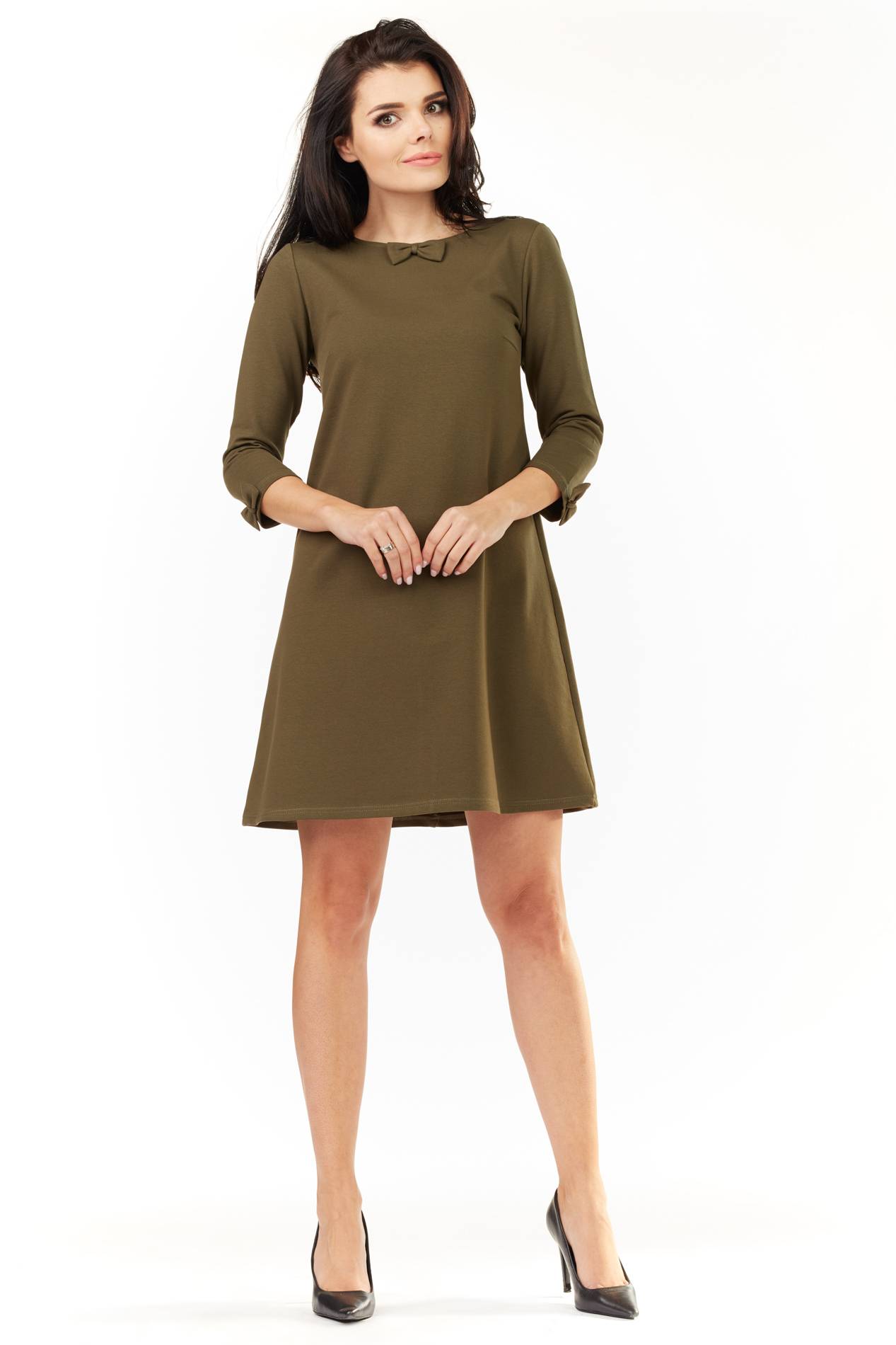 Sukienka M153 khaki-1 9367  | 442-Khaki-S