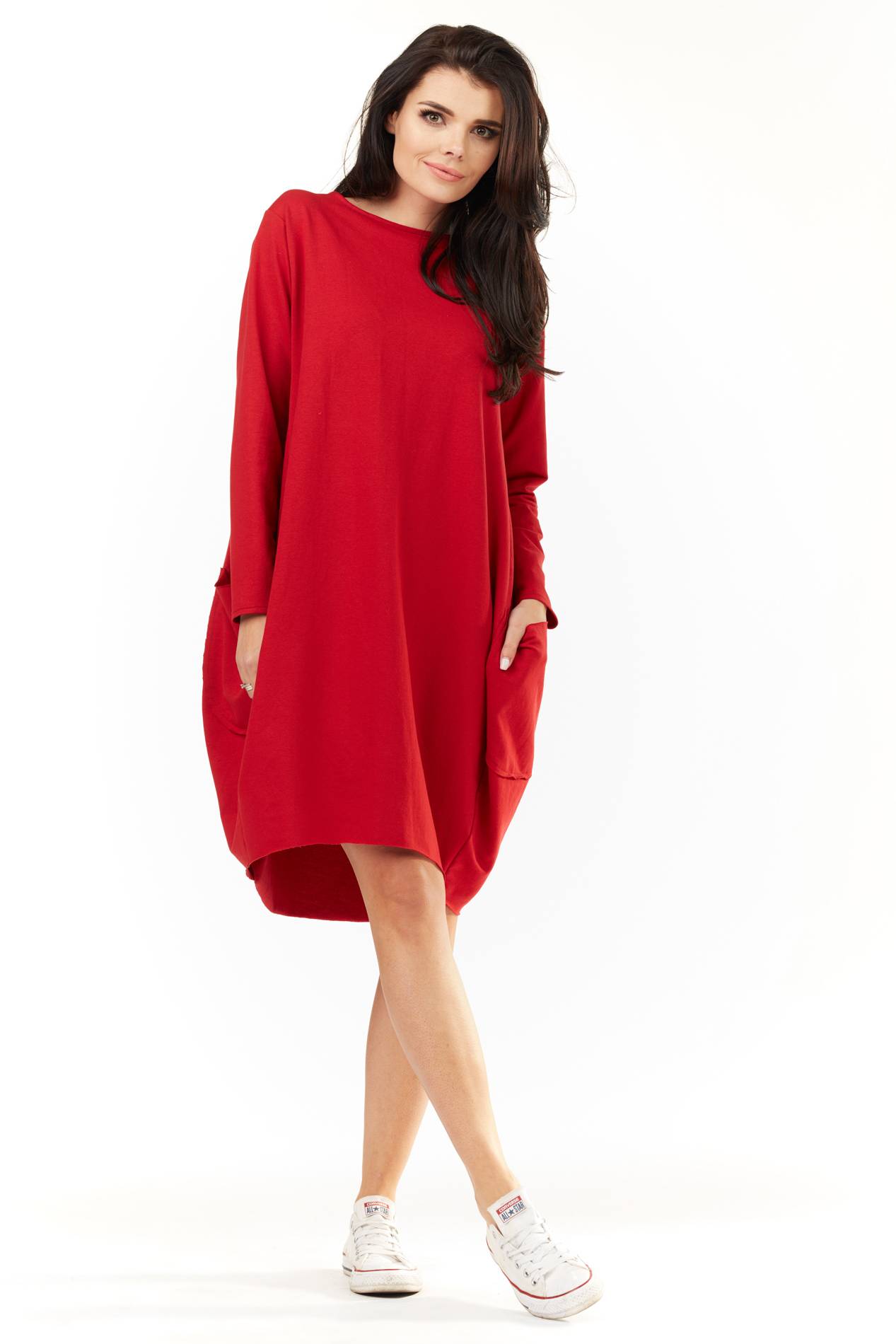 Sukienka M154 red-1 9372  | 444-Red-SM