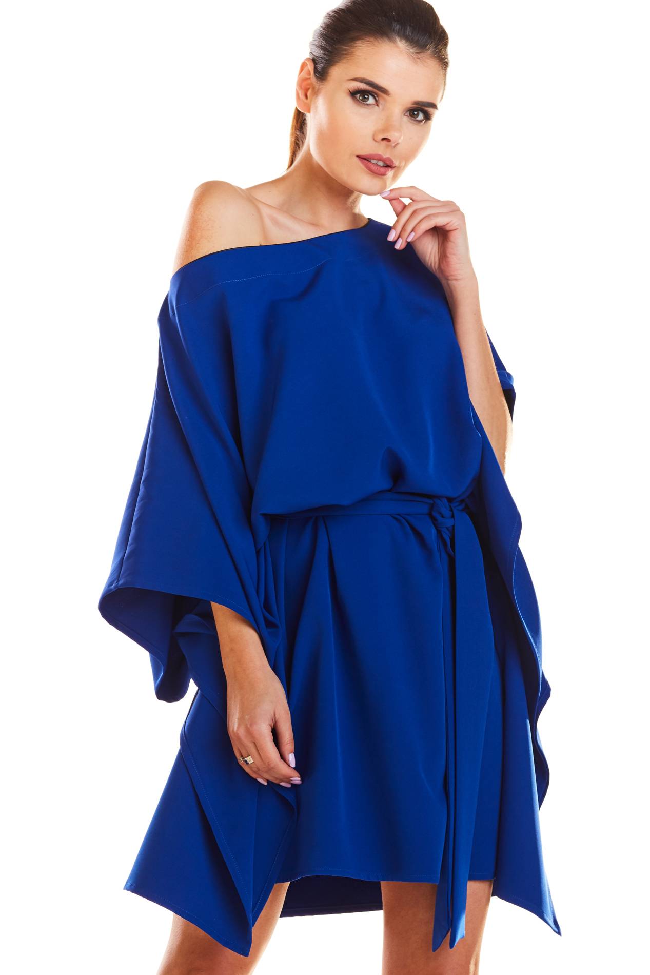 Sukienka M196 blue-1 9449  | 493-Blue-ONE-SIZE
