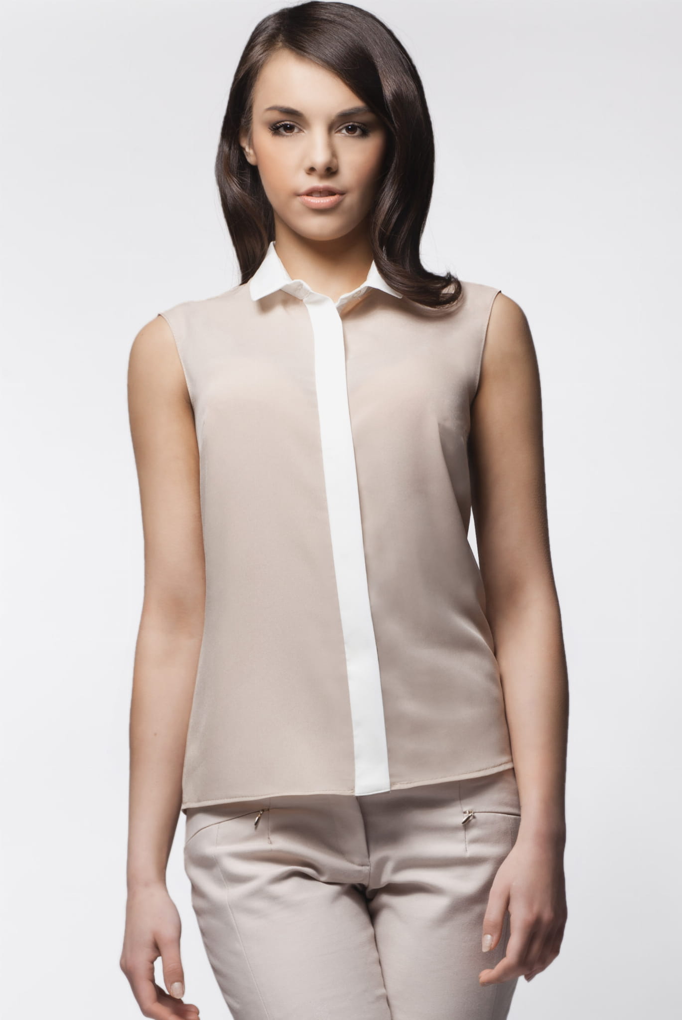 Koszula A023 beige-2 9453  | 50-Beige-L