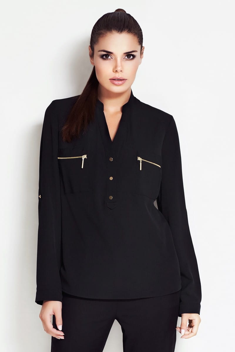 Koszula A051 black-3 9493  | 55-Black-S