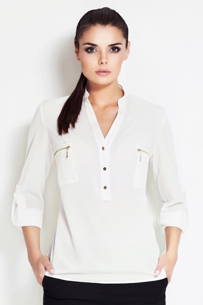 Koszula A051 ecru-3 9494  | 55-Ecru-S