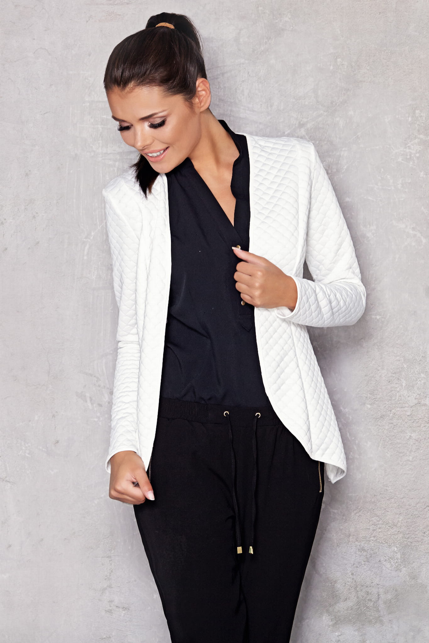 Żakiet A073 ecru-1 9506  | 59-Ecru-L