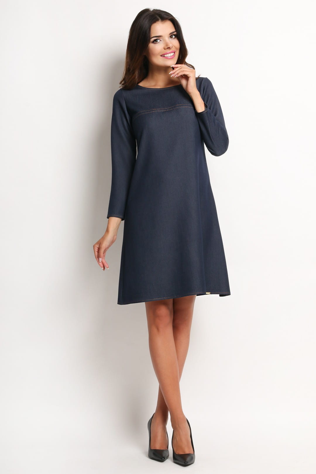 Sukienka A114 navy-1 9574  | 75-Navy-S