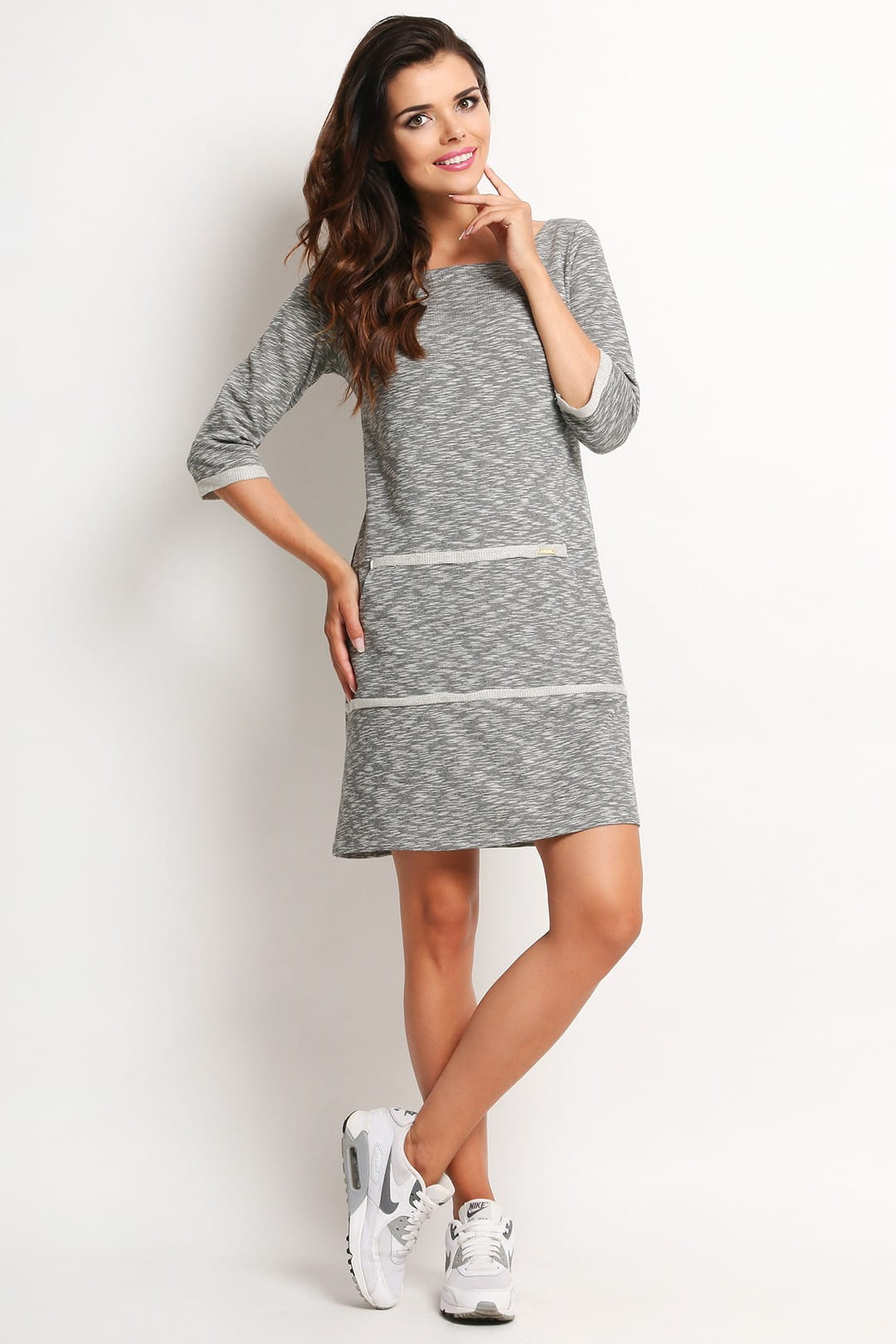 Sukienka A116 gray-1 9578  | 77-Gray-S