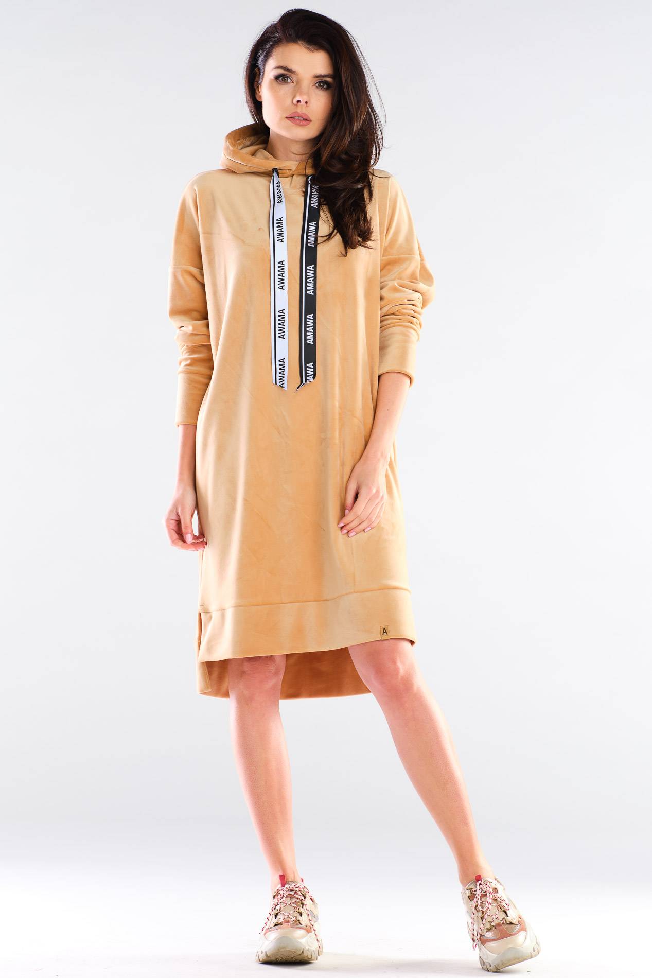 Sukienka A413 beige-1 9597  | 777-Beige-SM