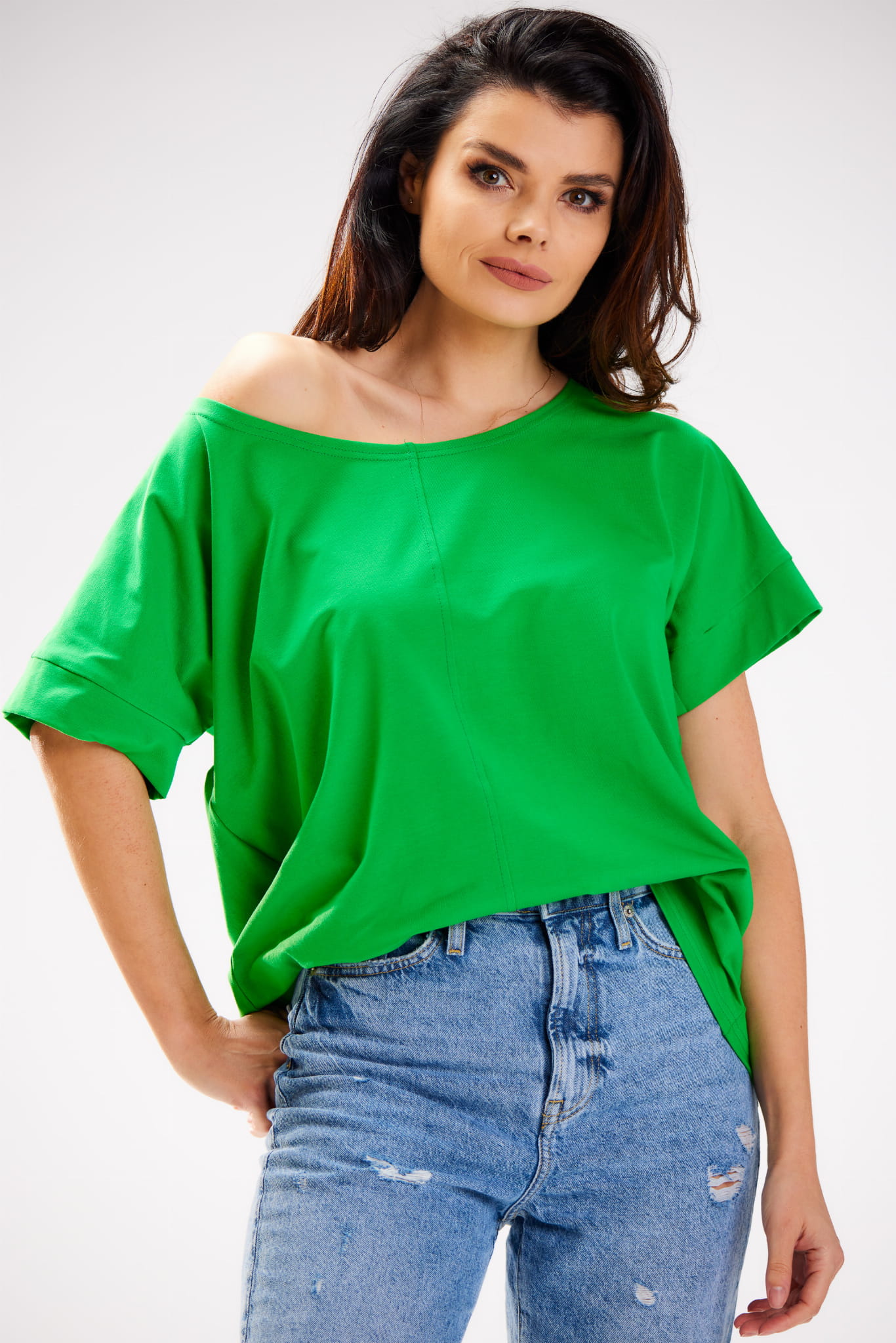 Bluzka M254 green-6 9704  | 839-Green-ONE-SIZE