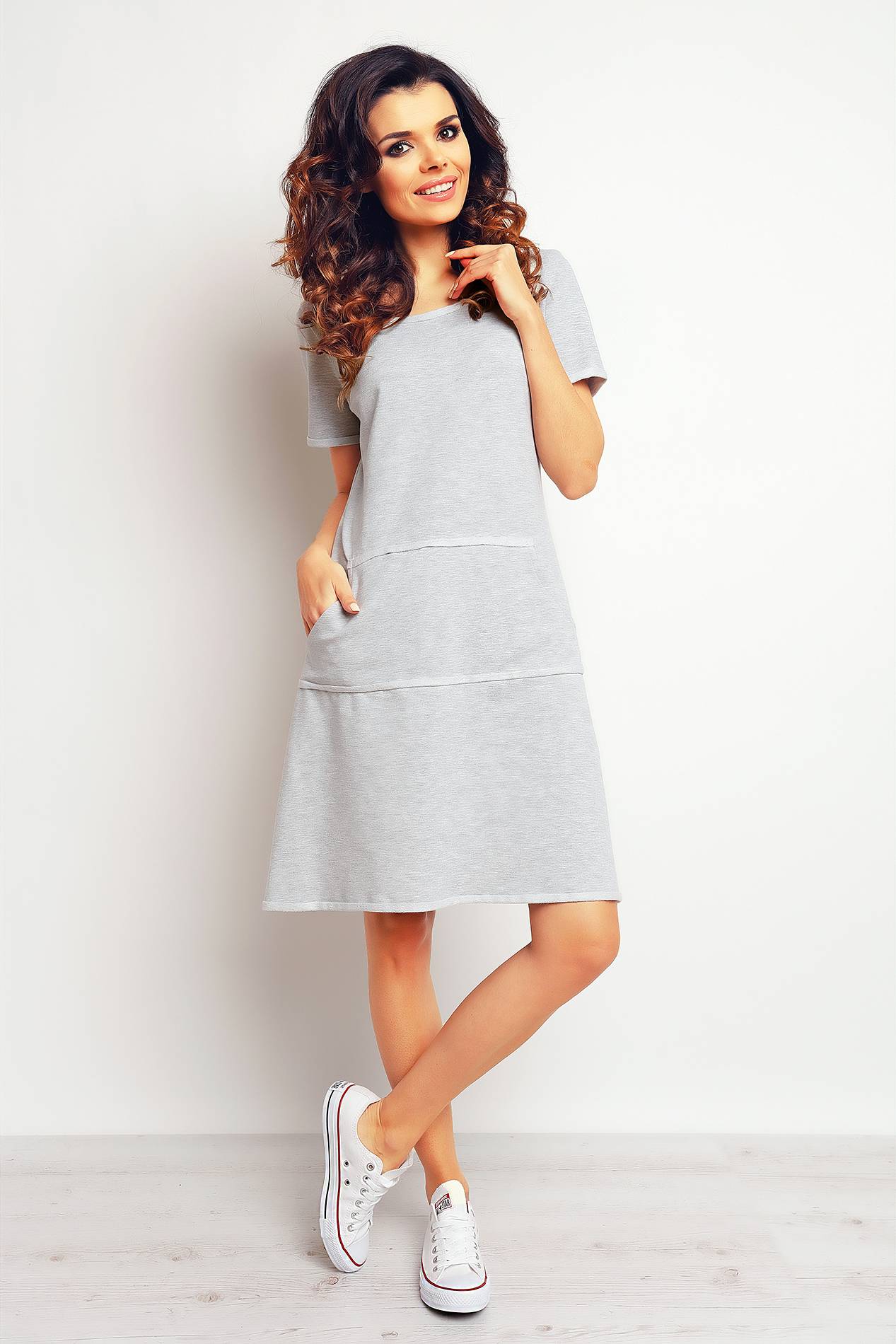 Sukienka M073 gray-1 9780  | 921-Gray-S