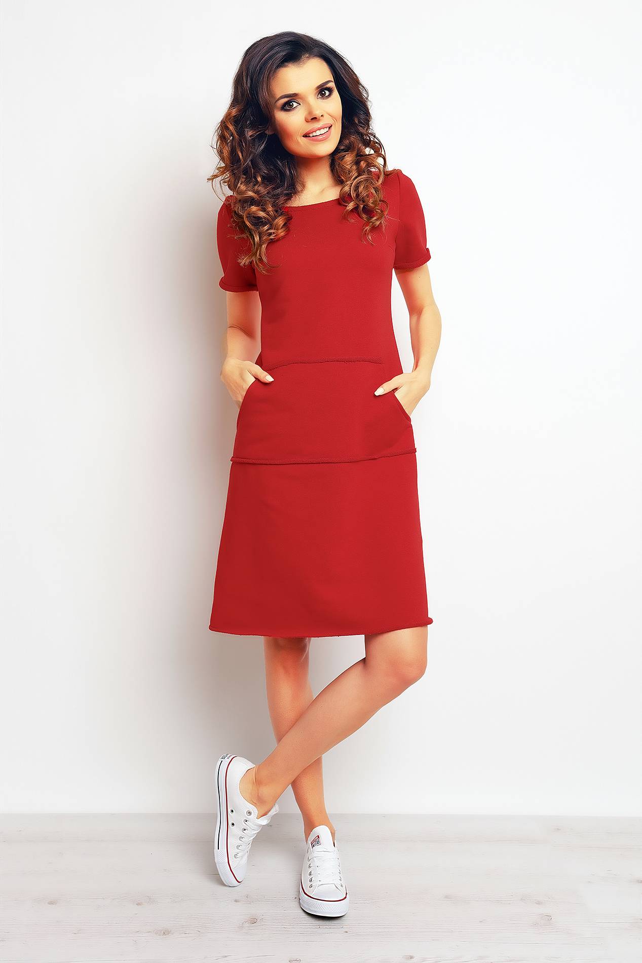 Sukienka M073 red-1 9782  | 921-Red-S