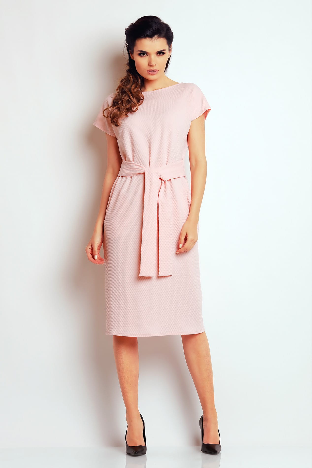 Sukienka A142 powder pink-1 9799  | 94-Powder pink-S