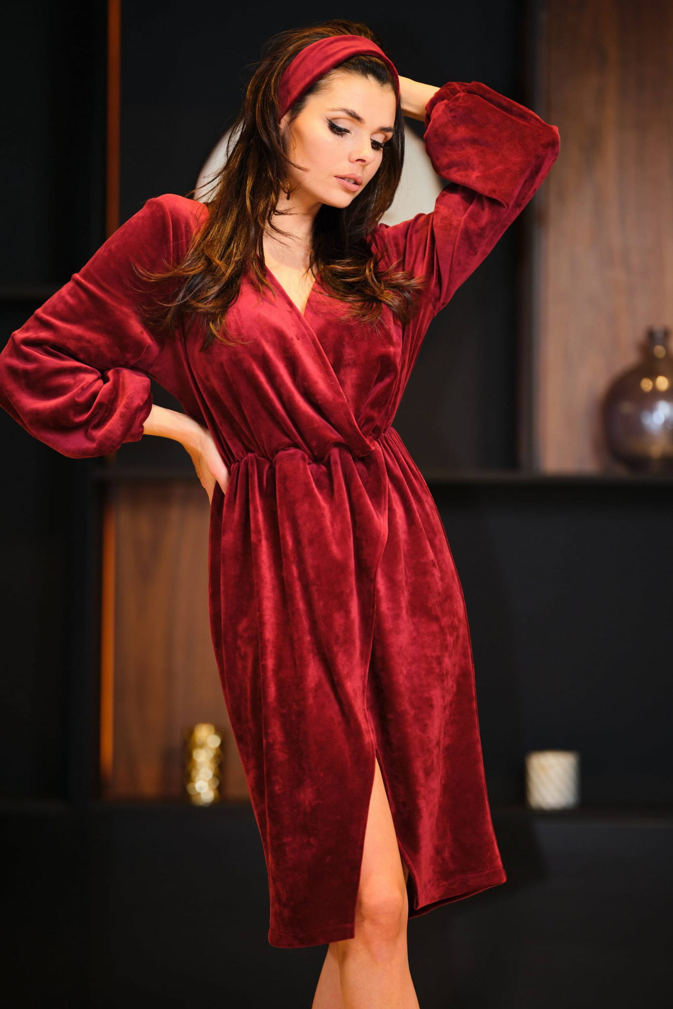 Sukienka A406 claret-1 7284  | 723-Claret-S