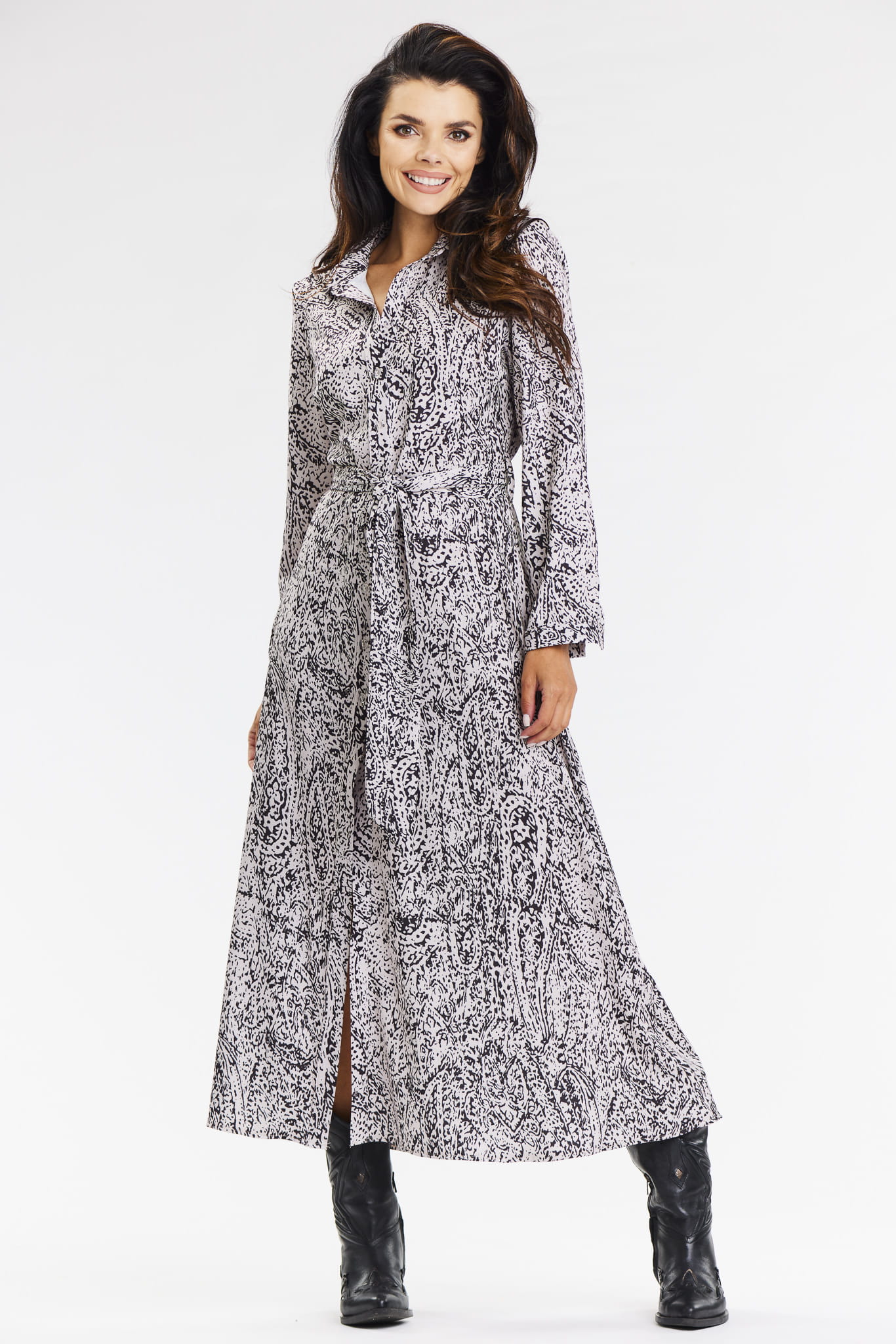 Sukienka A665 black-white pattern-2 10813  | 15552-Black-White pattern-L