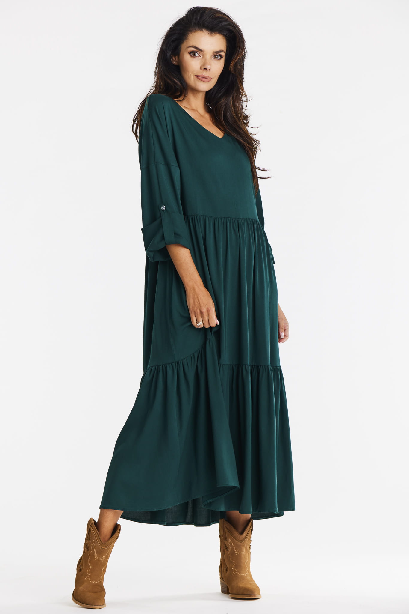 Sukienka A669 bottle green-3 10827  | 15556-Bottle green-L