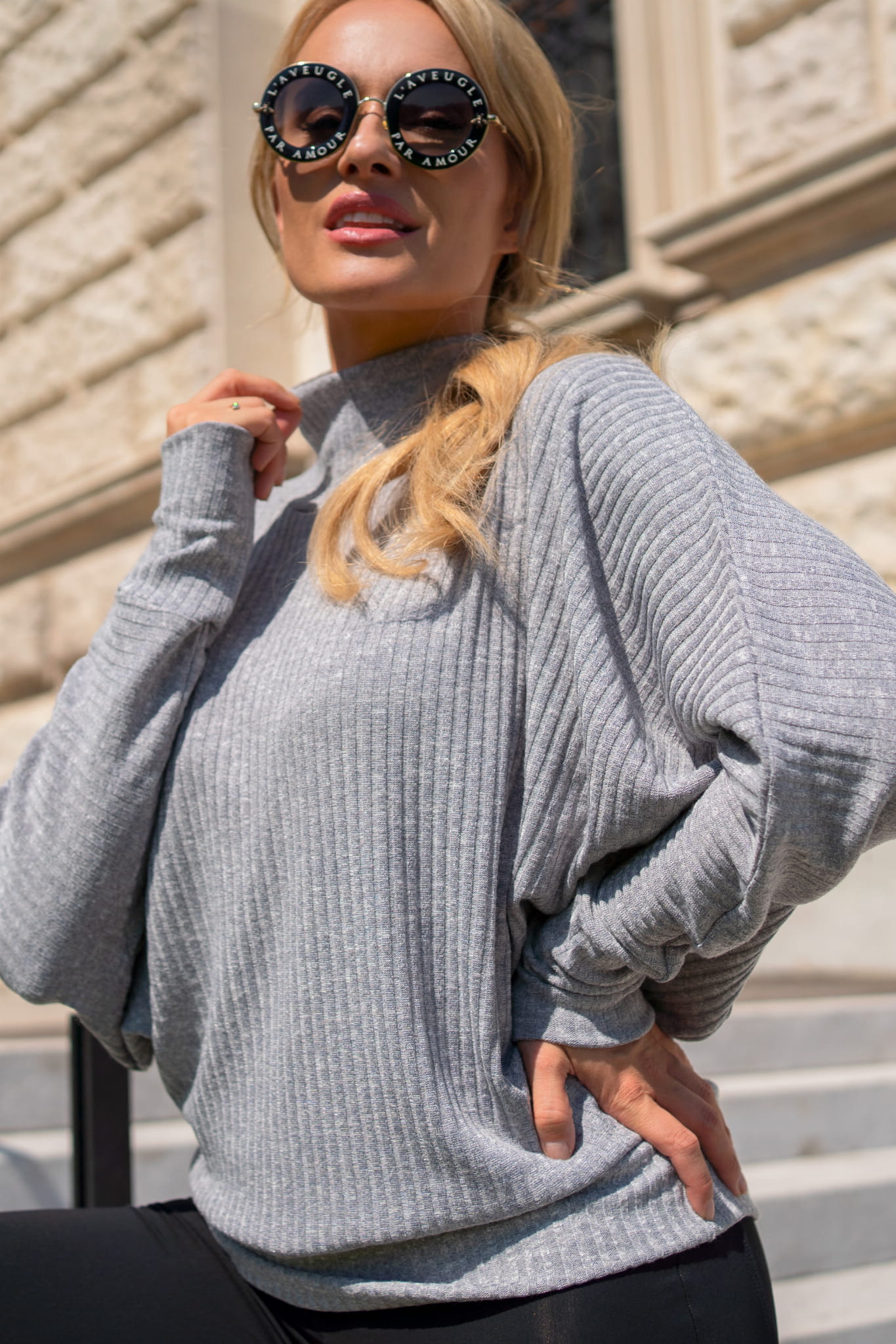 Sweter A672 gray-1 10833  | 15559-Gray-LXL