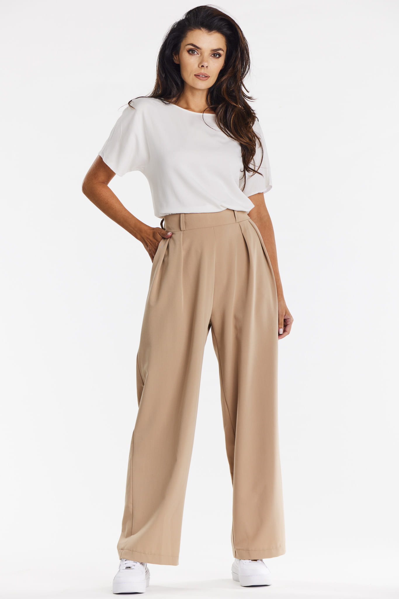 Spodnie A674 beige-1 10838  | 15561-Beige-L