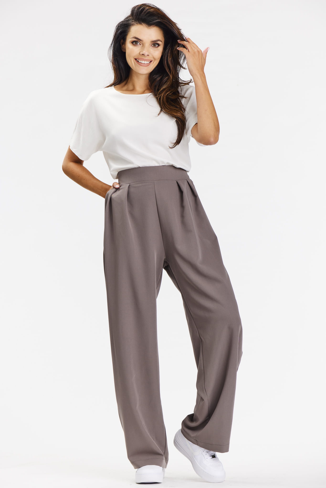 Spodnie A674 taupe-1 10842  | 15561-Taupe-L