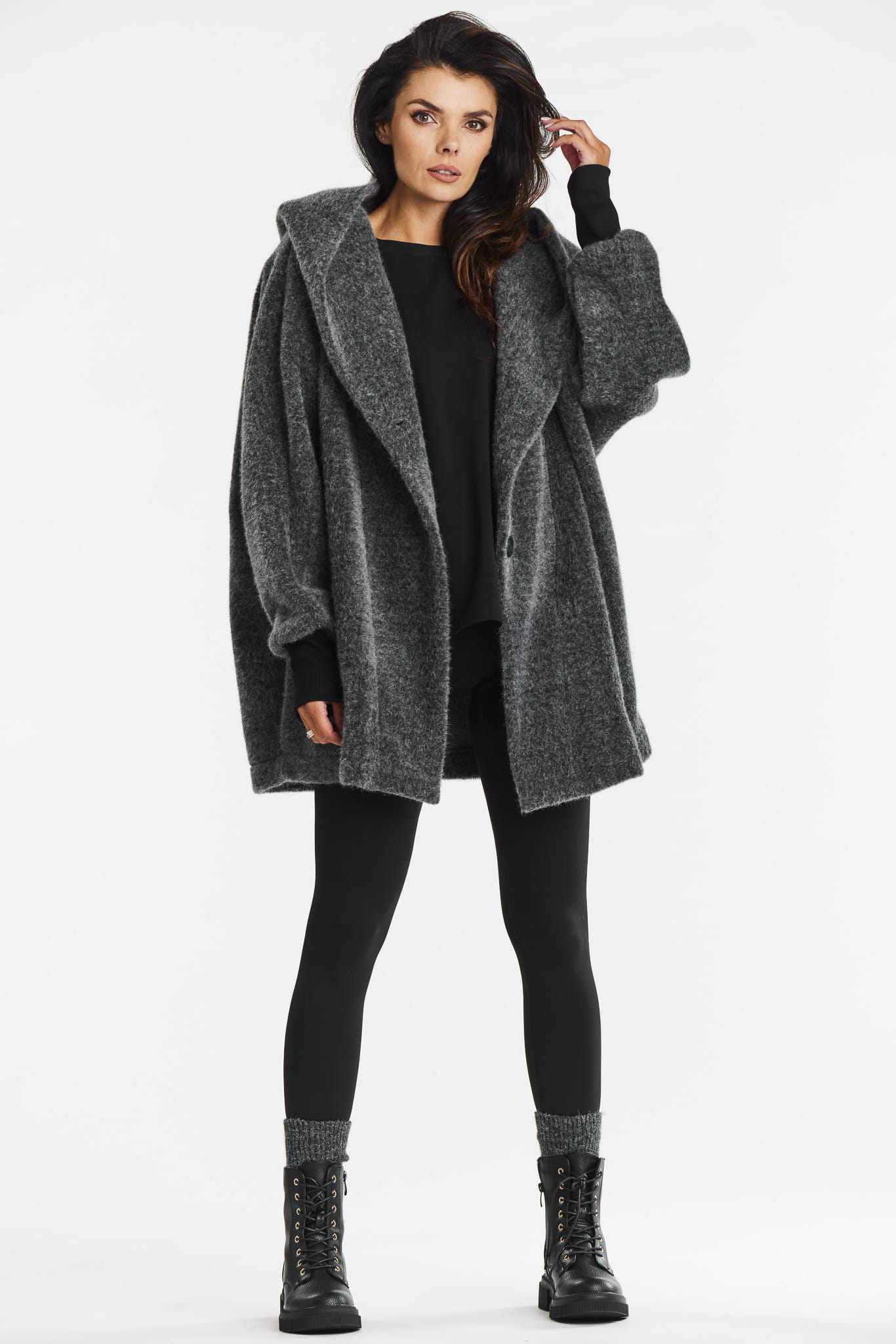Płaszcz A681 gray-5 10862  | 15568-Gray-LXL