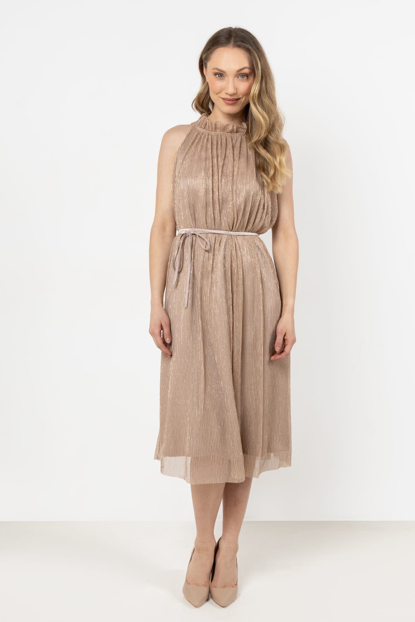 Sukienka A711 gold-2 11246  | 16418-Gold-LXL