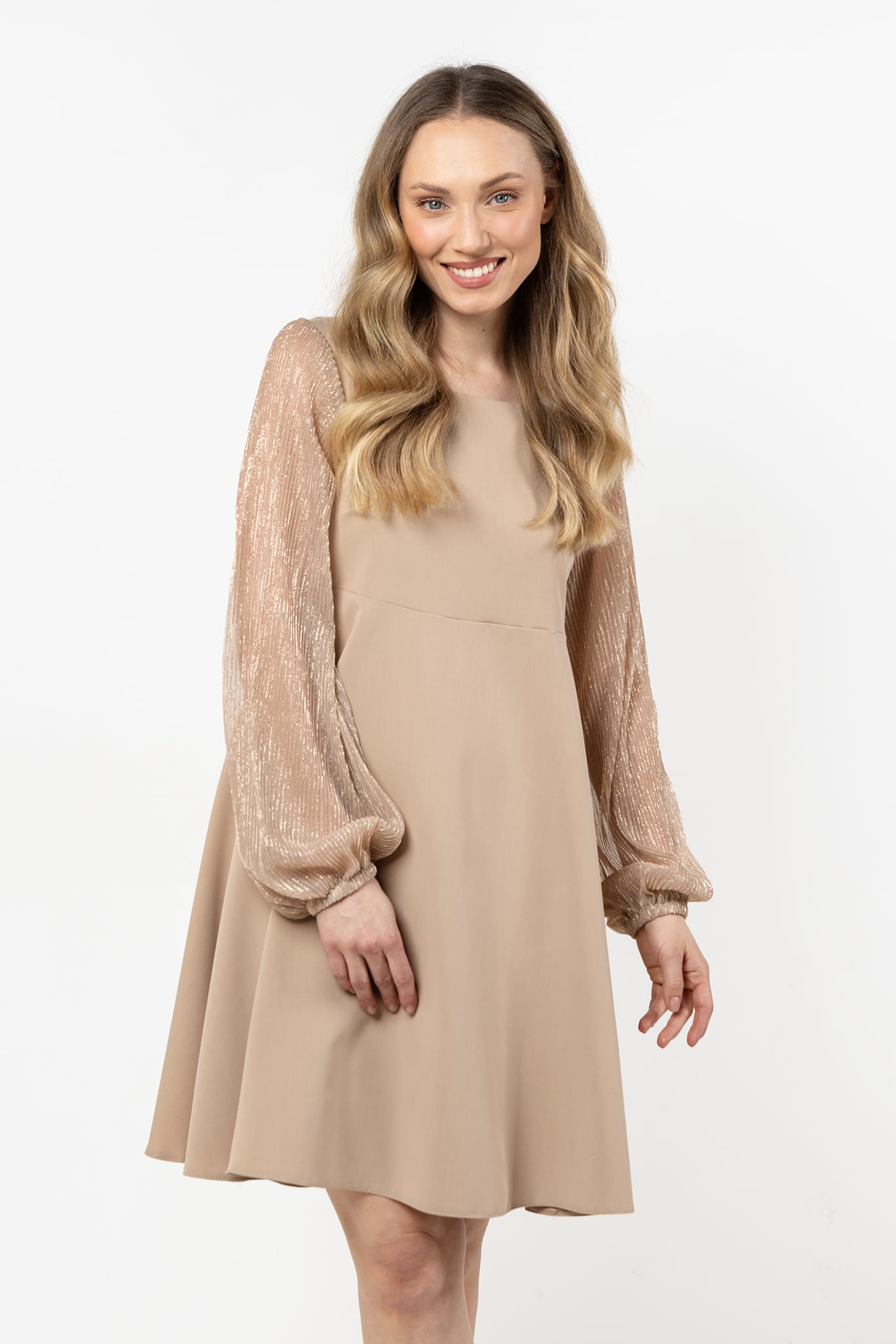 Sukienka A712 beige-1 11248  | 16419-Beige-L