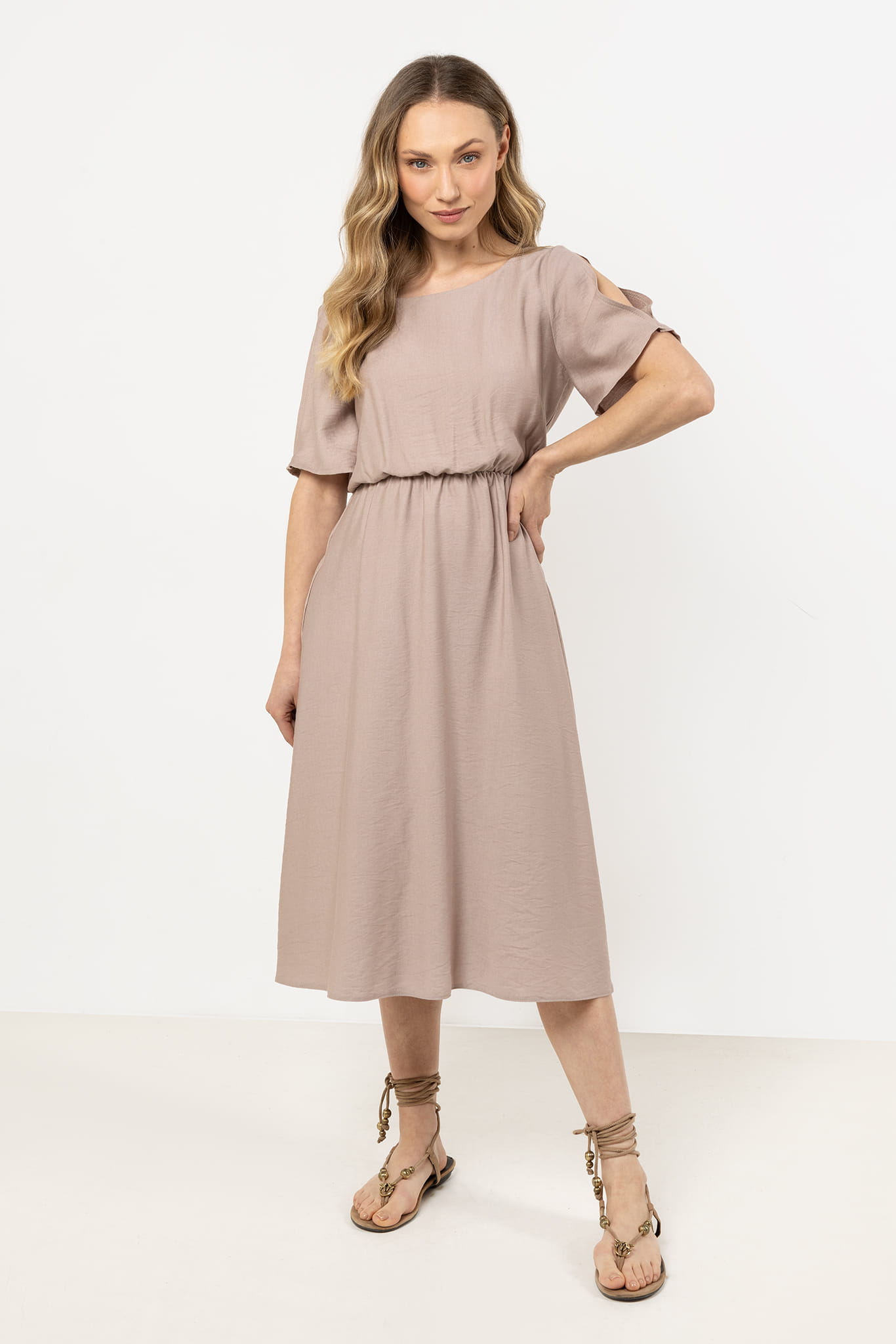 Sukienka A716 kaszmirowy-2 11262  | 16466-Kaszmirowy-L