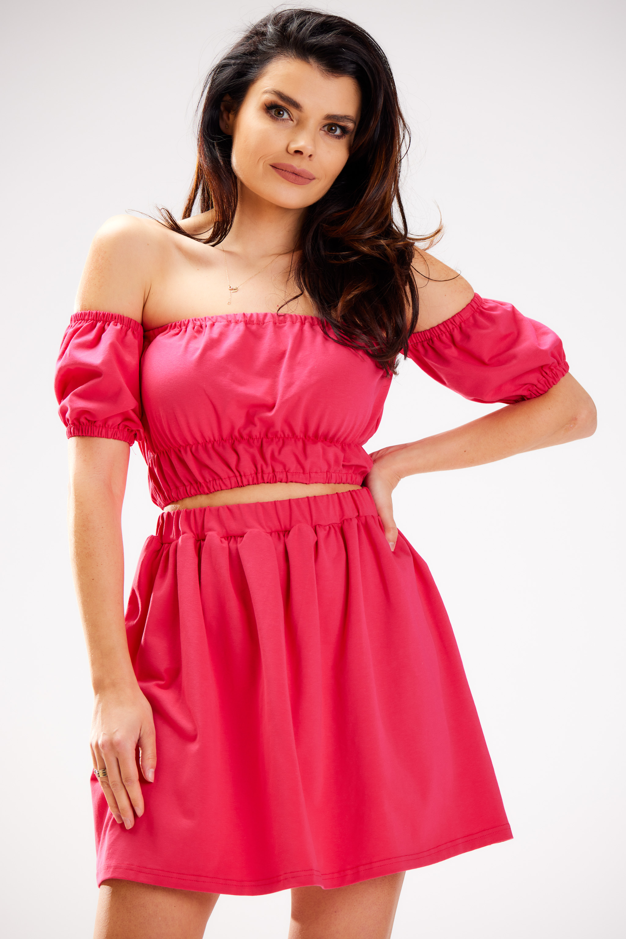 Spódnica M309 fuchsia-1 11581  | 16722-Fuchsia-LXL