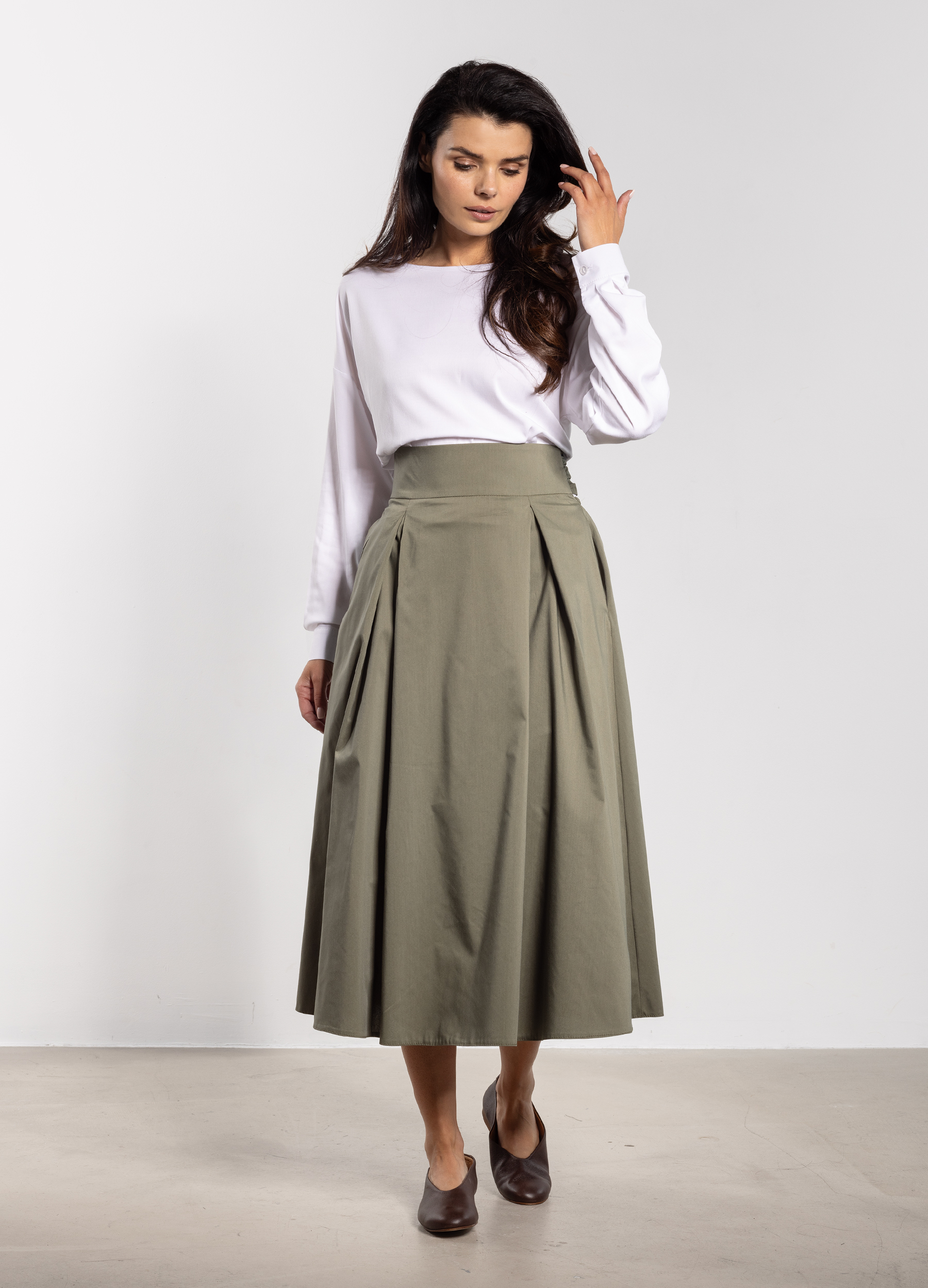 Spódnica A738 szałwiowy-1 11605  | 16796-Szałwiowy-L