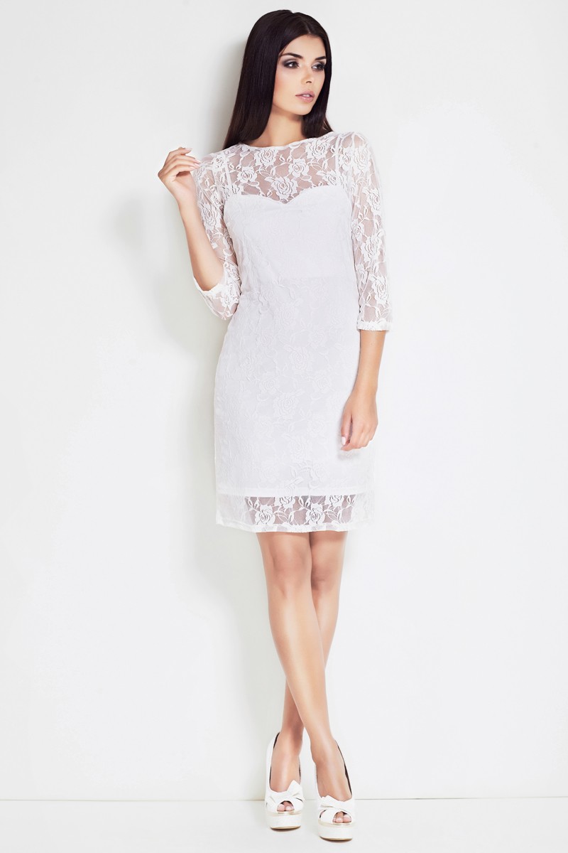 Sukienka S17 white-1 11839  | 46-White-S