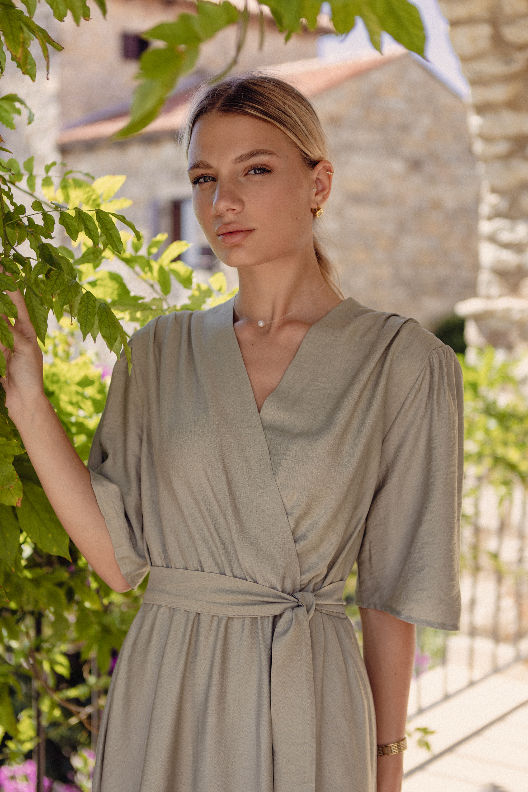 A761 Sukienka szałwiowy-1 11889  | 17142-Szałwiowy-L