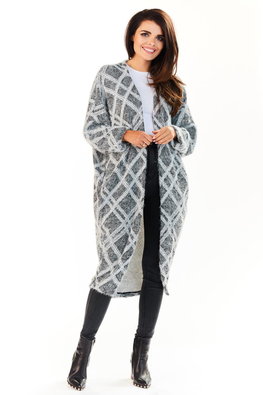 kardigan, A194, romby, awama, szary, modny, sklep, online