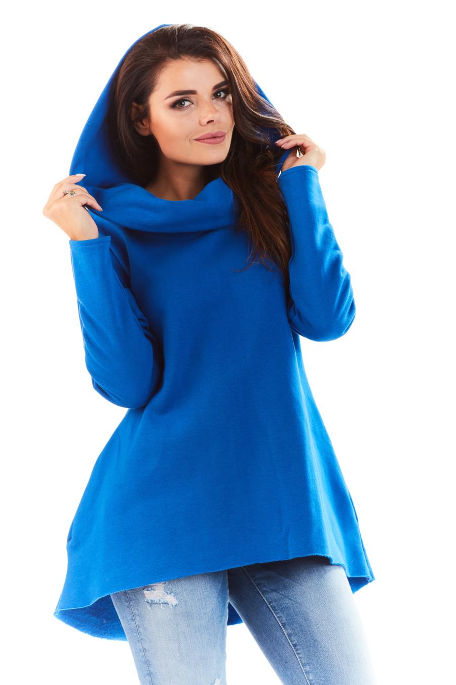 bluzy, damskie, młodzieżowe, kapturem, sklep, online, niebieskie