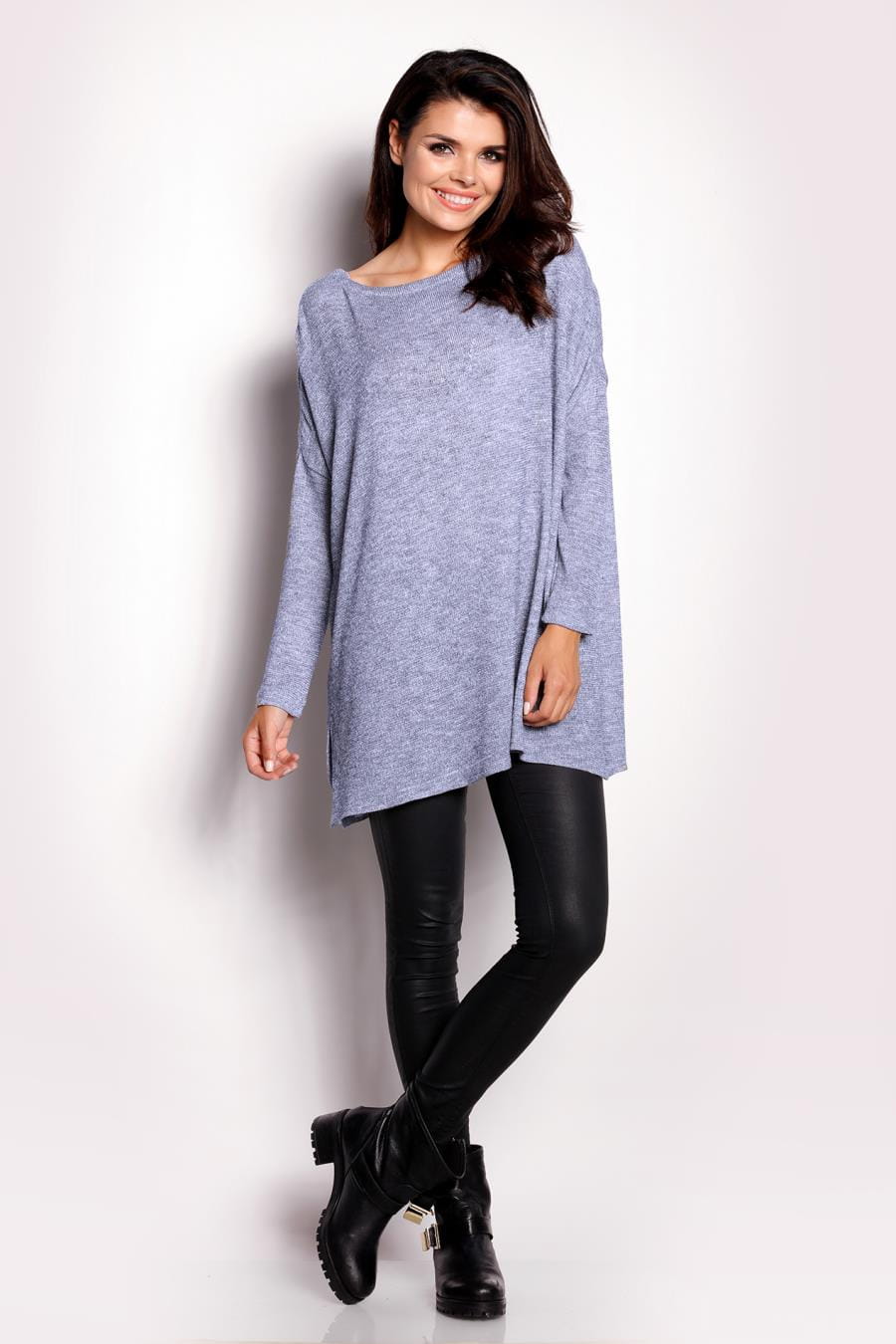 sweter, damski, oversize, modny, stylowy, niebieski, sklep, online